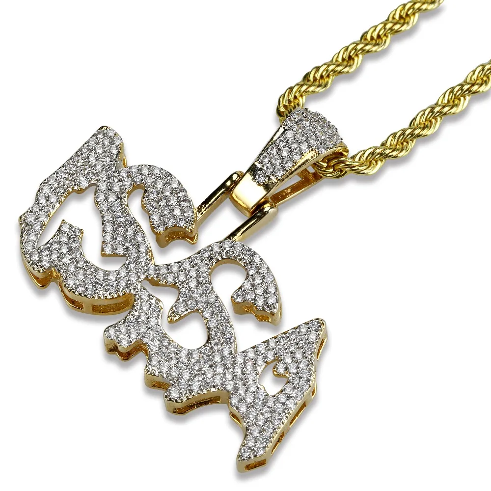 TOPGRILLZ Hip Hop Fashion Gold Color Plated Iced Out Micro Paved Shinely CZ Stone Letters Combine Pendant Necklace For Men Fifts | Украшения