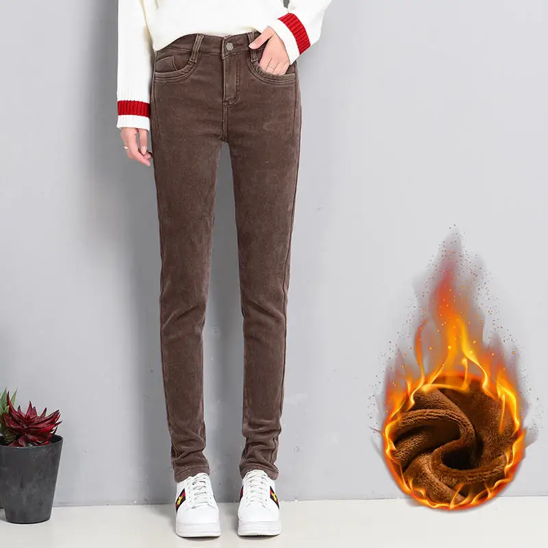 Brown G3118 Velvet Вельветовые брюки женские плюс бархатные плотные осенние и зимние теплые бархатные брюки женские свободные брюки большого размера женские брюки Q1717 - Цвет: Brown G3118 Velvet
