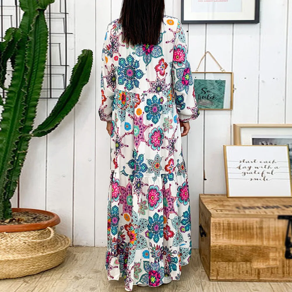 Женское платье женский сарафан летний отдых v-образный вырез Ретро стиль длинный
