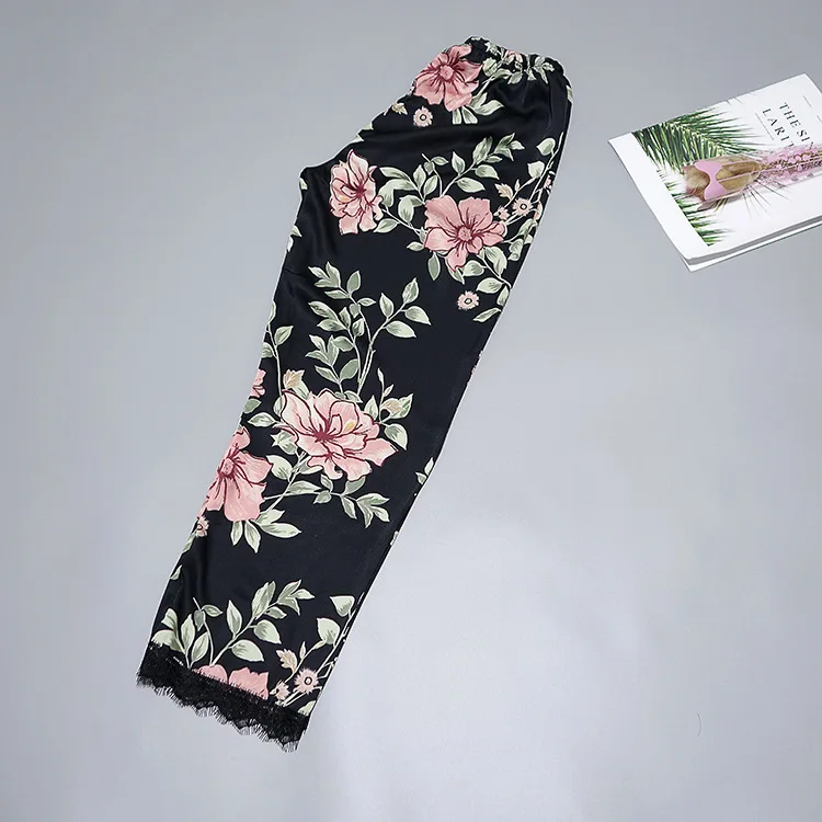 Новинка 2019 стильные женские длинные брюки весна-лето Повседневная шелковая