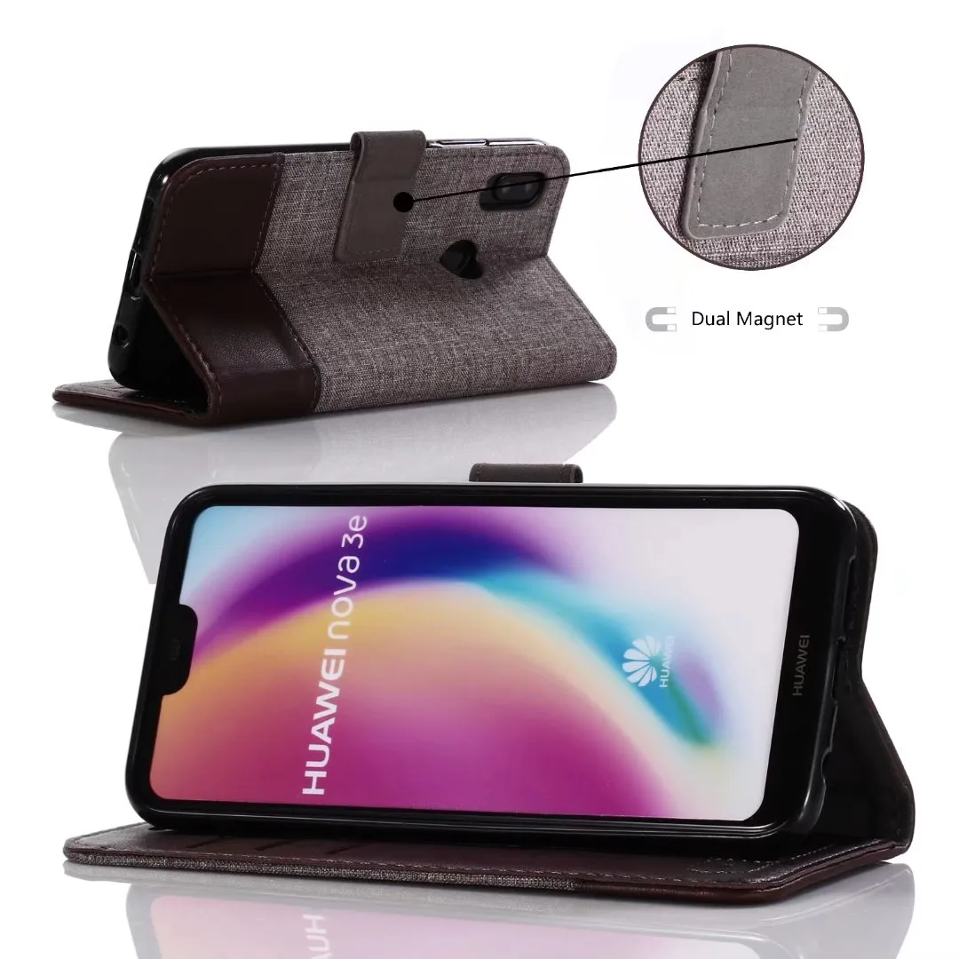 Роскошная джинсовая ткань + кожаный чехол для huawei P30 Pro P20 P10 Коврики 20 Lite Nova 4 3 с