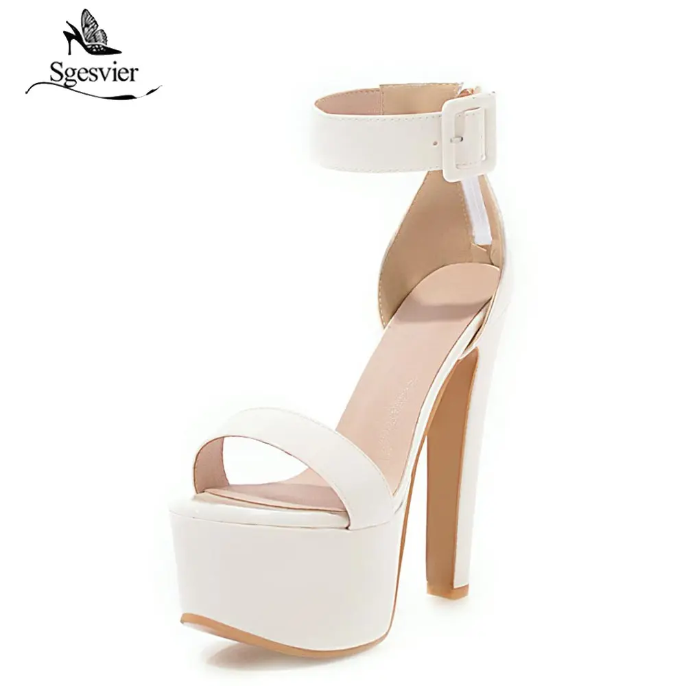 Женские босоножки на толстом каблуке SGESVIER туфли очень высоком 16 см Свадебные