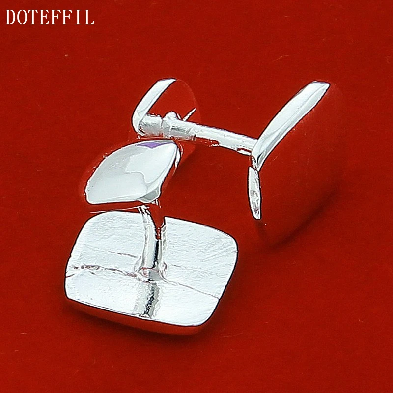 DOTEFFIL 925 стерлингового серебра двойные гладкие запонки для мужчин и женщин