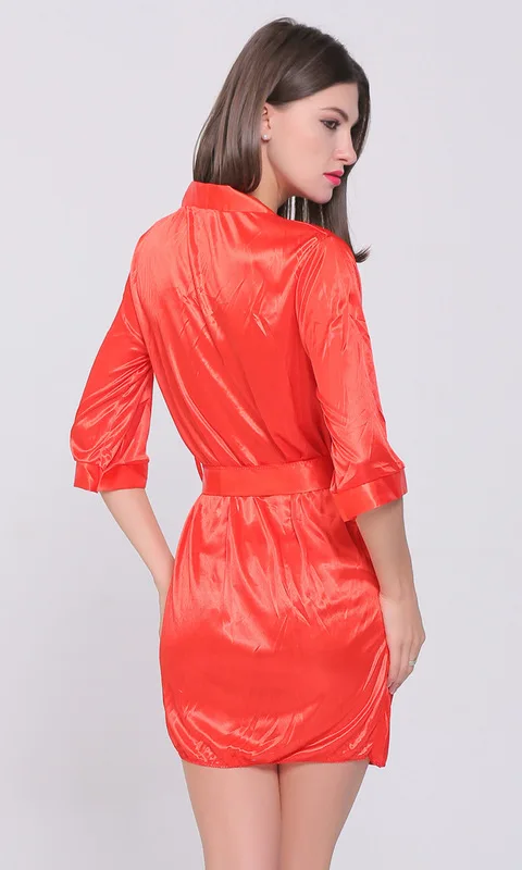 

2019 Sexy Lingerie Silk Black Kimono Intimate Sleepwear Robe Night Gown Black Red Black Colors
