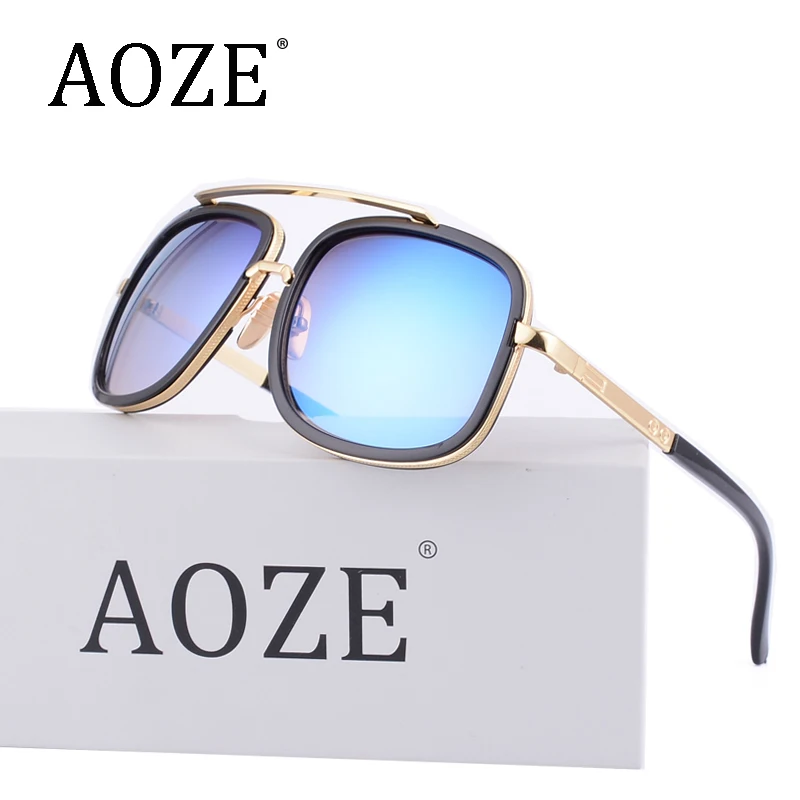AOZE негабаритных ретро бренд стимпанк Солнцезащитные очки UV400 для мужчин женщин розовые зеркальные солнцезащитные очки анти UVA очки D1828