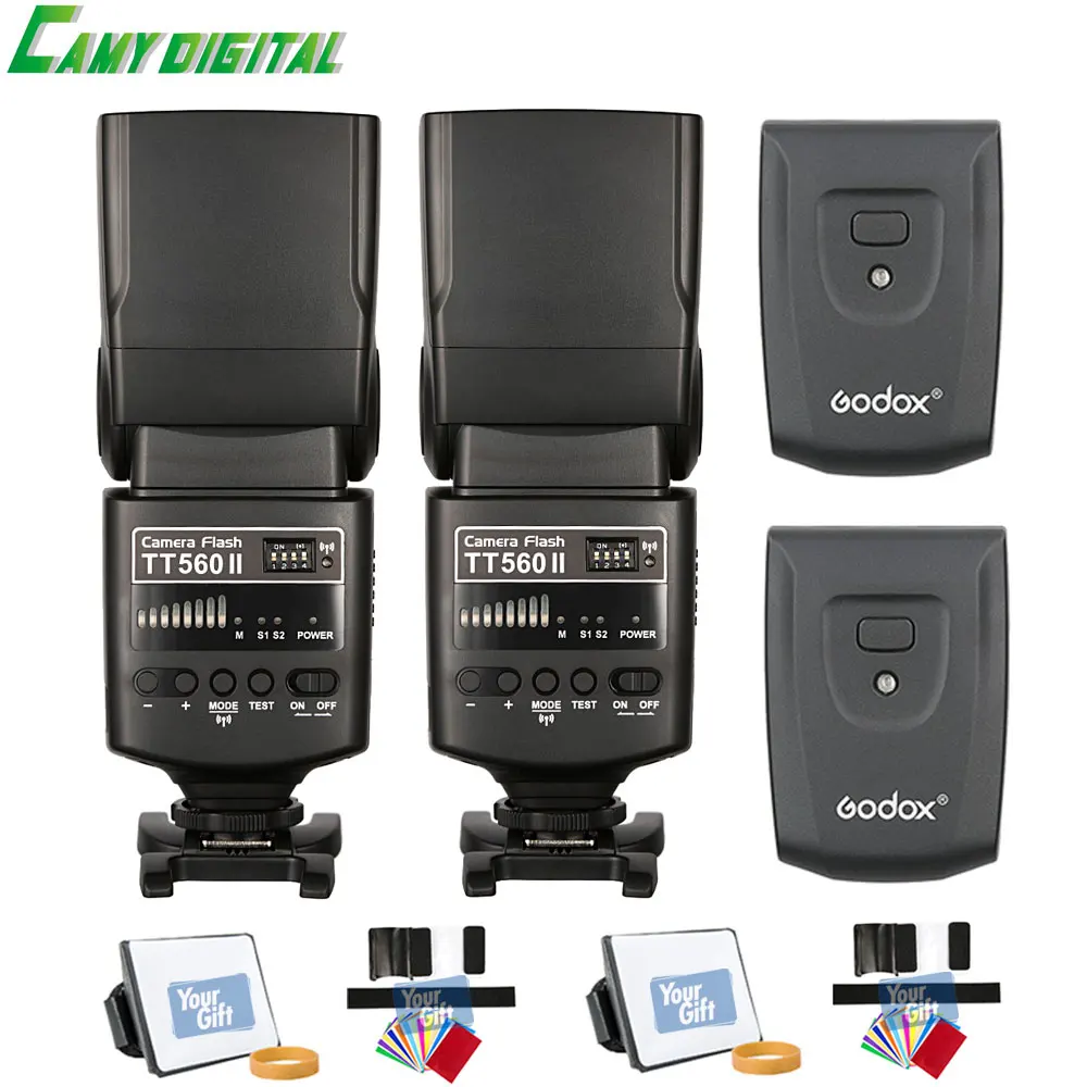 Godox Камера flash tt560ii * 2 шт. gn38 со встроенным 433 мГц Беспроводной Трансмиссия +