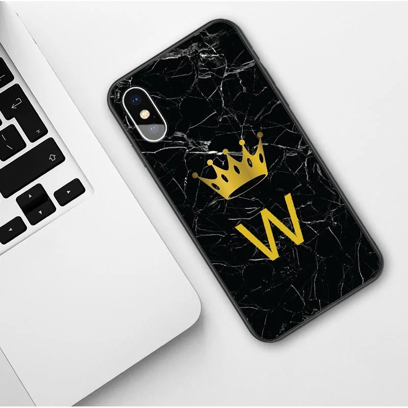 Чехол на заказ для iPhone X SE мягкий чехол 6 6s 7 8 Plus корона Буква A C D E F G H I J XS Max