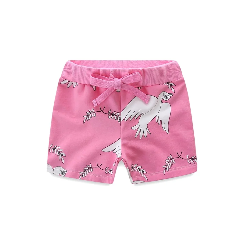 pink INS/Летняя футболка для мальчиков и девочек; повседневные шорты штанишки для малышей Одежда для детей с принтом крокодила, птички, принт "Лев"; Шорты для 0-6Age детей 5 видов хлопок - Цвет: pink