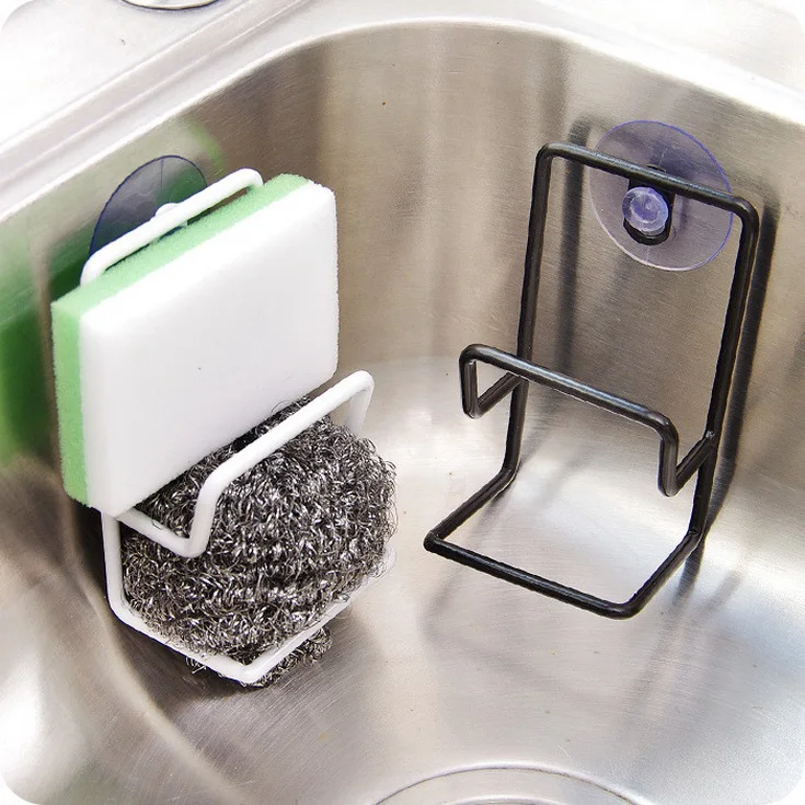 

2016 New Contracted With Sucker Double Iron Sink Drainboard Debris Storage Rack