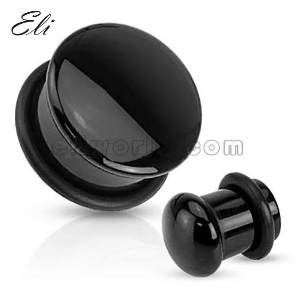 Розничная продажа 1 шт. отдельные расклешенные серьги с черным агатом 4-16 мм