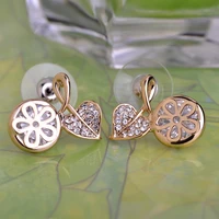 blucome new chic small earrings round flower leaf shape crystal jewelry womens banquet wedding holiday ear accessories gifts