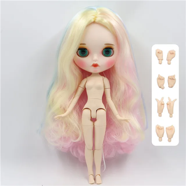 Ледяная фабрика blyth кукла 1/6 bjd белая кожа сустава тела красочные волосы новое матовое лицо, резные губы с бровью индивидуальные лица - Цвет: doll with hand B