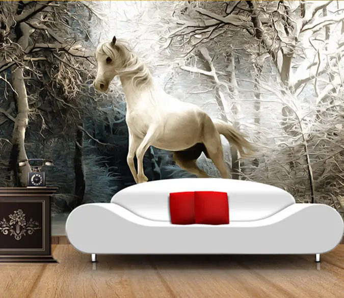 

[Self-Adhesive] 3D White Horse Forest 227 Wall Paper mural Wall Print Decal Wall Murals