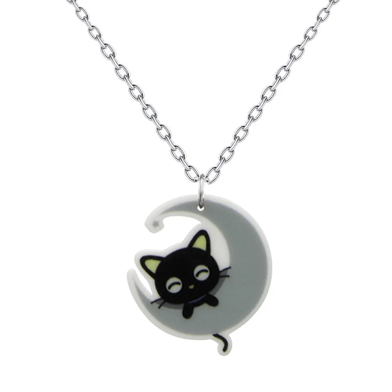 Детский подарок для девочек маленькая луна кошка серьги подвеска короткая