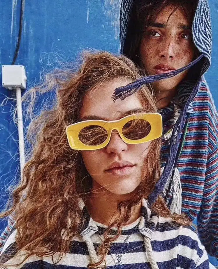 Unisex Candy Color Rectangle Sunglasses For Women Men Luxury Brand Hip Hop Sun Glasses For Male Trend Catwalk Glasses Women