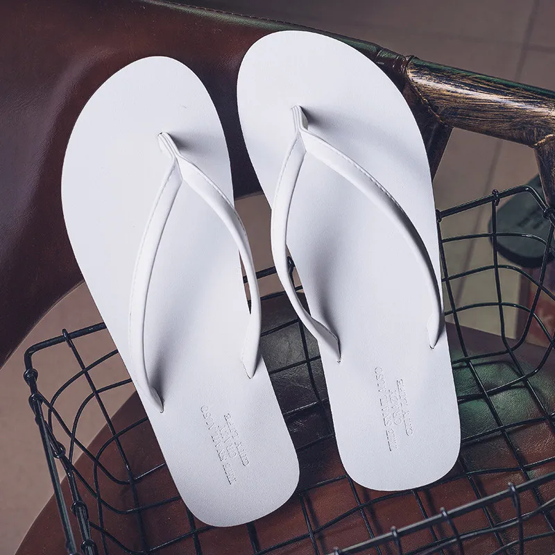 WHITE Wooy! YOOW летние Мужские тапочки пляжные шлепанцы из дышащего материала на плоской подошве, из ЭВА; нескользящая домашняя обувь; Уличная обувь - Цвет: WHITE