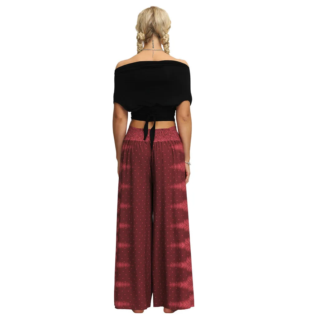 Для женщин pantalon femme шаровары, панталоны mujer pantalones de mujer уличная Повседневное летние свободные мешковатые брюки Бохо Z4
