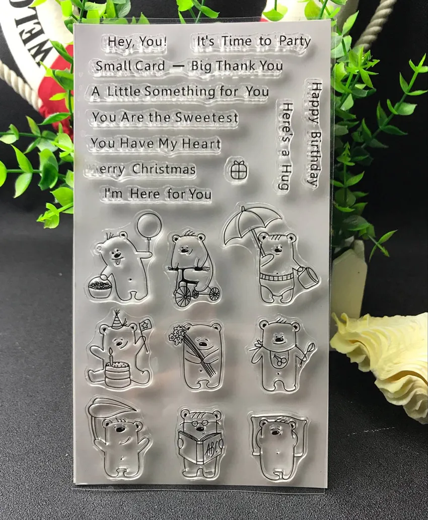 

Прозрачный силиконовый штамп с милым медведем/печать для скрапбукинга своими руками/декоративные прозрачные листы для штампов R12