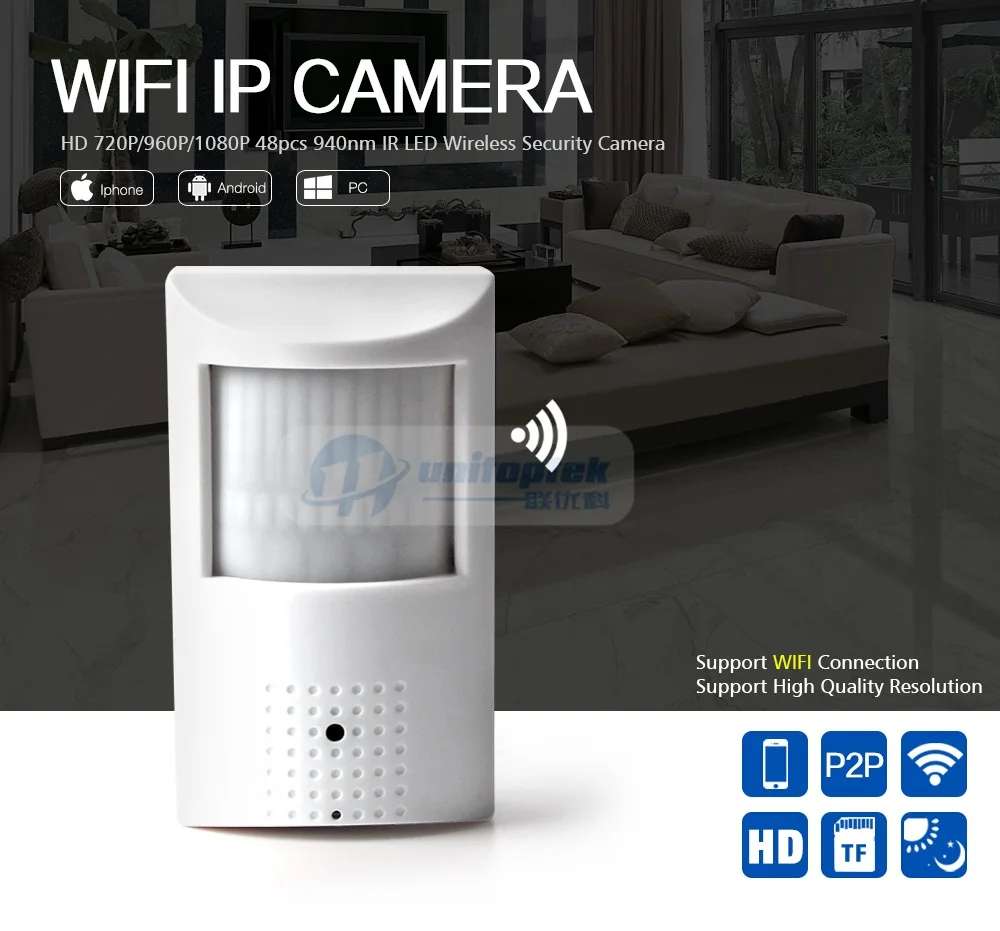 PIR стиль ONVIF WiFi IP камера 1080P 720P Встроенный аудио и TF слот для карт 48 шт. 940nm ИК светодиодный беспроводной камеры безопасности