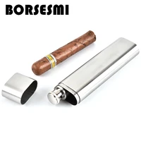 2019 new stainless steel double pipe cigar tube with wine tube 2 in 1 metal cigar humidor case portable travel cigar tools