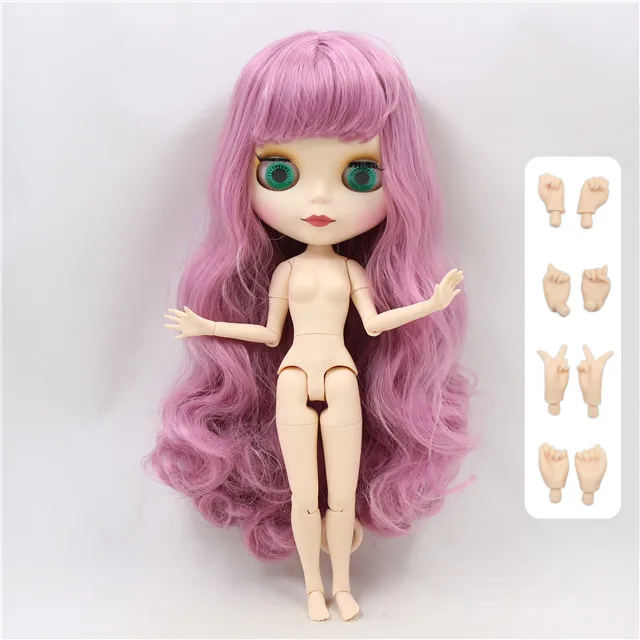 Заводская кукла blyth 280BL1063 Длинные розовые волосы с челкой/бахромой суставное тело белая кожа bjd матовое лицо 1/6 - Цвет: doll and hand B