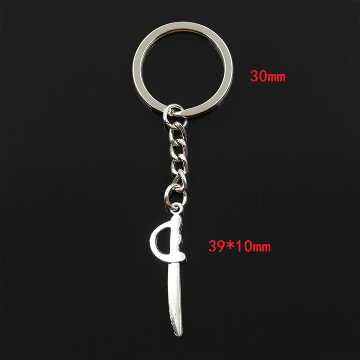New Fashion Men 30mm Keychain DIY Metal Holder Chain Vintage Sword Fencing 39x10mm Silver Color Pendant Gift | Украшения и