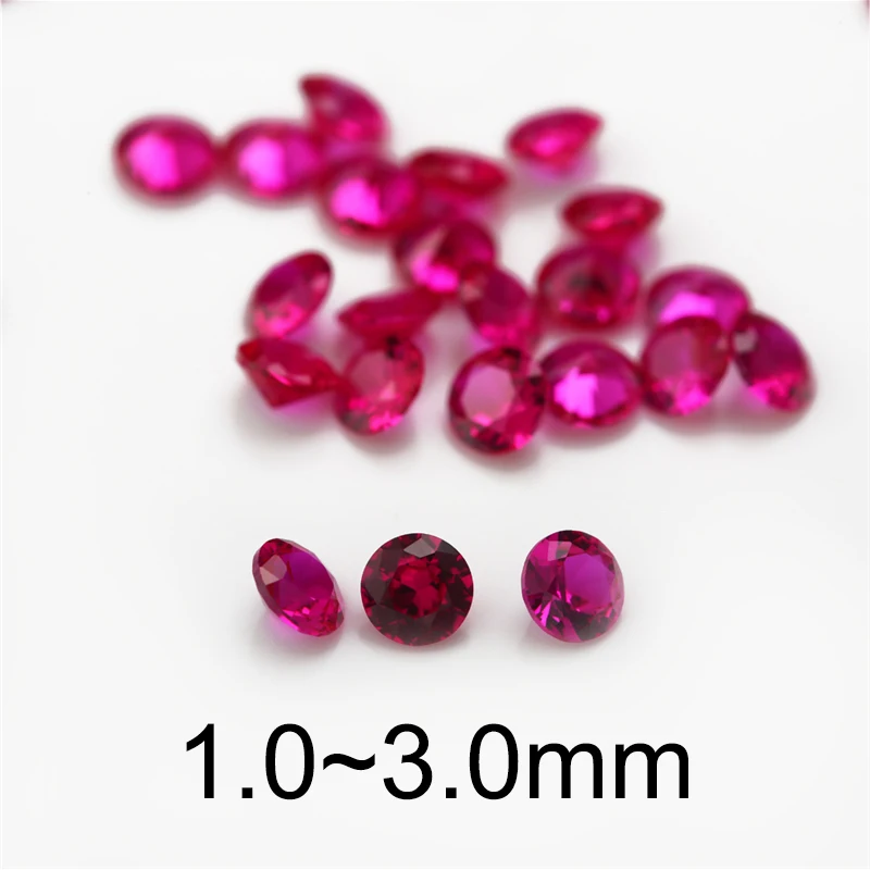 

Size 1mm 2mm 3mm (1~3mm) Round Brilliant Cut Synthetic Corundum Red Stone Gems For Jewelry 5# 8# 1.25# 3#