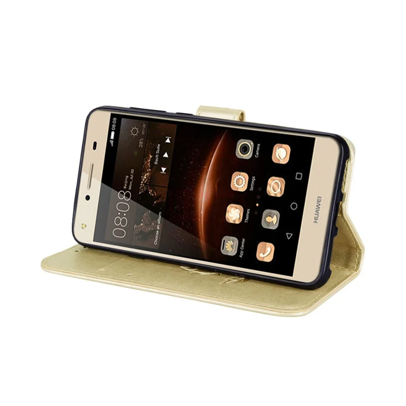 Роскошный кожаный чехол с объемным цветком для Huawei Y5II Y5 2 ii зеркальный Чехол