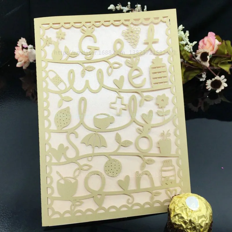 Лазерная вырезка пригласительная карта для свадебной вечеринки деликатный