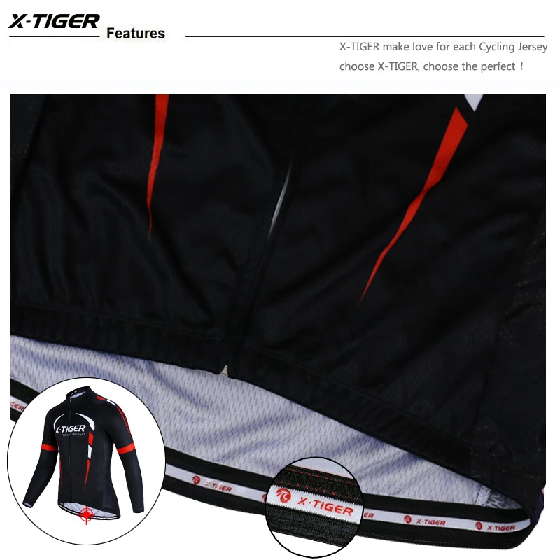 X-Tiger Pro, Зимняя Теплая Флисовая велосипедная футболка с длинным рукавом, одежда для горного велосипеда, одежда для велоспорта, Майо Ropa Ciclismo Invierno, велосипедная одежда