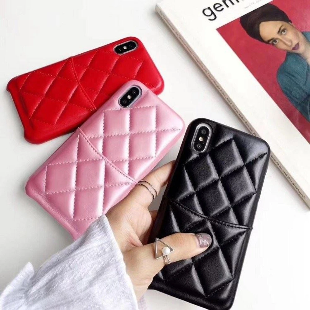 Luxury Tide Brand Wallet Phone Case for iphone 7 6s 6 plus xr xs max 8plus Cases Hard Border&ampSoft Rhombus Silicone Back Cover |