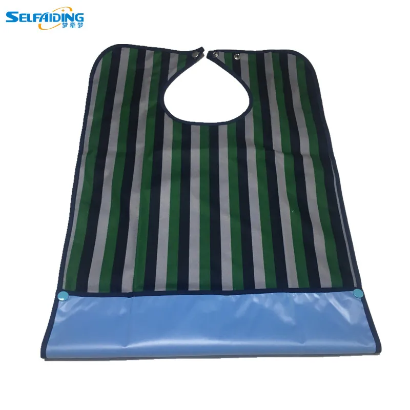 

Stripe Pattern Adult Bib / Clothing Protector for Adults with Waterproof Vinyl Backing AB-242C