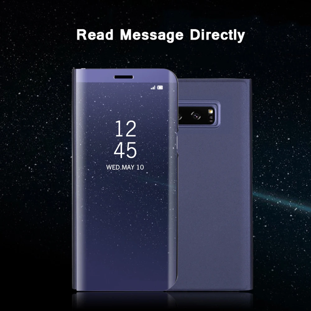 Умные зеркальные флип чехлы для телефонов Samsung Galaxy S9 S10 Plus Note 8 9 чехол с полным