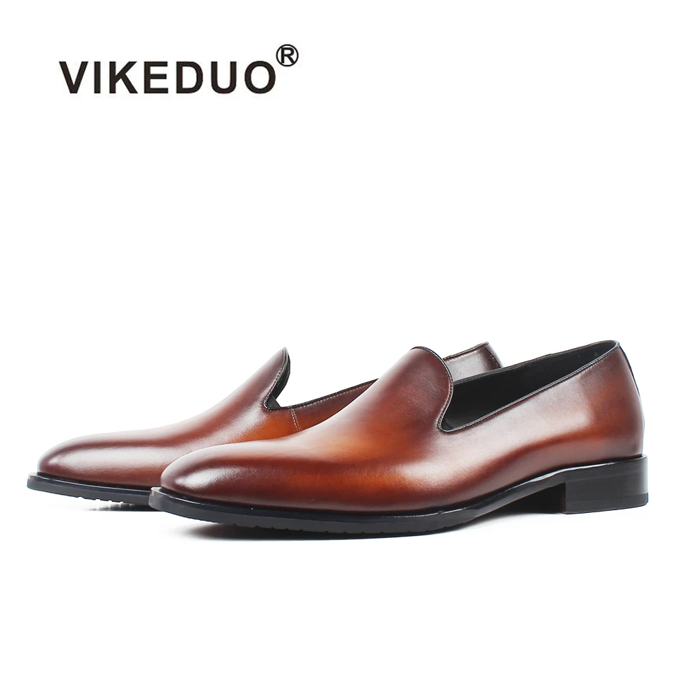 Туфли-Лоферы VIKEDUO мужские из натуральной кожи классические винтажные для свадьбы
