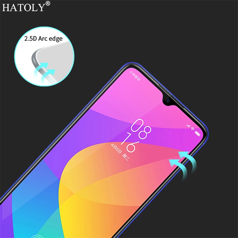 2 uds vidrio de pegamento completo para Xiaomi Mi CC9E Protector de pantalla Mi CC9E cubierta completa de vidrio templado vidrio Protector para Xiaomi Mi CC9e-1