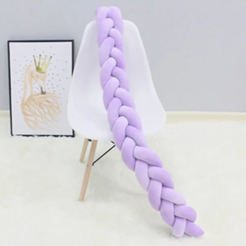 purple 1 м Детская кровать бампер DIY Ручная работа Узловая хлопковая оплетка подушки детские украшения комнаты окружность кровати вокруг защиты - Цвет: purple