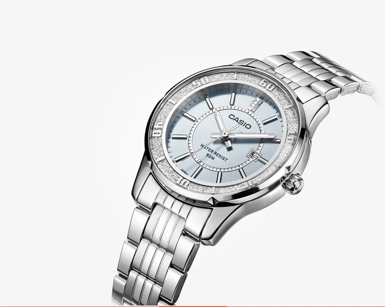 Casio, женские часы, 50 метров, водонепроницаемые, новые, указка, серия, модные, бизнес, женские, кварцевые часы, белая пластина, LTP-1359, для девушек