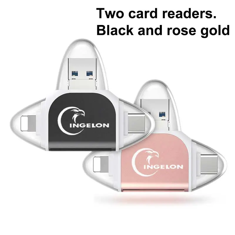 R015-Two B and R Переходник картридер Smart type c Micro SD card reader Lector De Tarjeta карта памяти USB адаптер e-Reader для iPhone 11x5 6 7 8 iPad кардридер otg кард-ридер переходник usb micro sd usb reader аксессуары для ноутбука - Цвет: R015-Two B and R