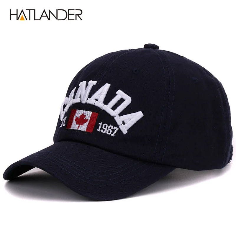 Navy as picture Бренд Hatlander Канада письмо вышивка бейсболки для женщин хлопок gorra snapback изогнутые папа шляпа отдыха на открытом воздухе для мужчин и - Цвет: Navy as picture