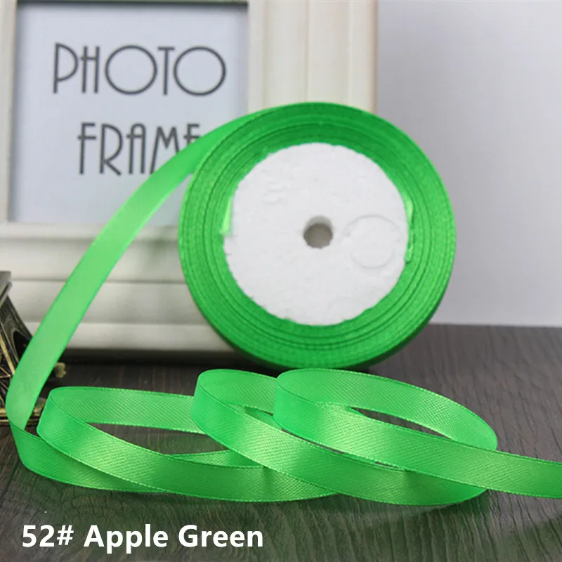 Apple Green 25 ярдов/рулон корсажная атласная Ribbons1.5cm Свадебные украшения для рождественской вечеринки DIY бант ленты для поделок открытки подарки материал для упаковки - Цвет: Apple Green