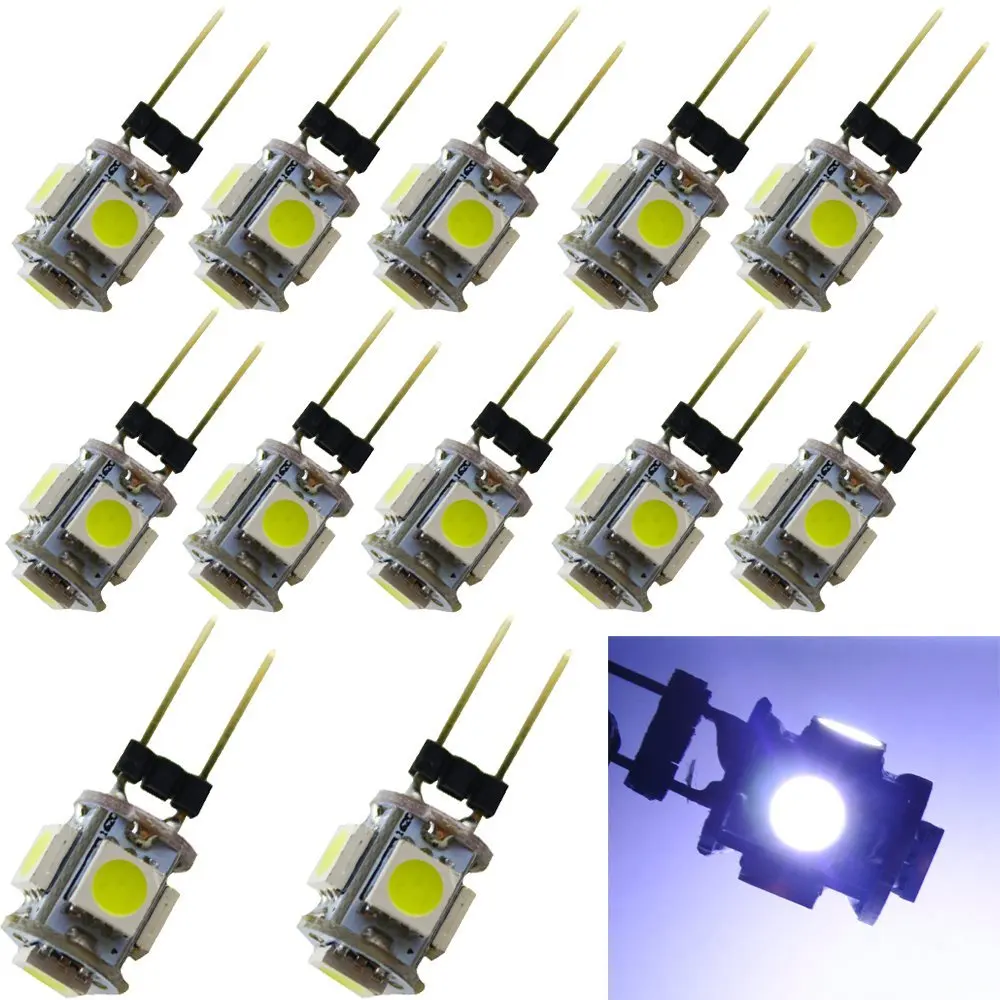 10 шт. DC12V G4 5050 5 SMD СВЕТОДИОДНЫЙ 60Lm бесполярности светодиодный лампы автомобиля