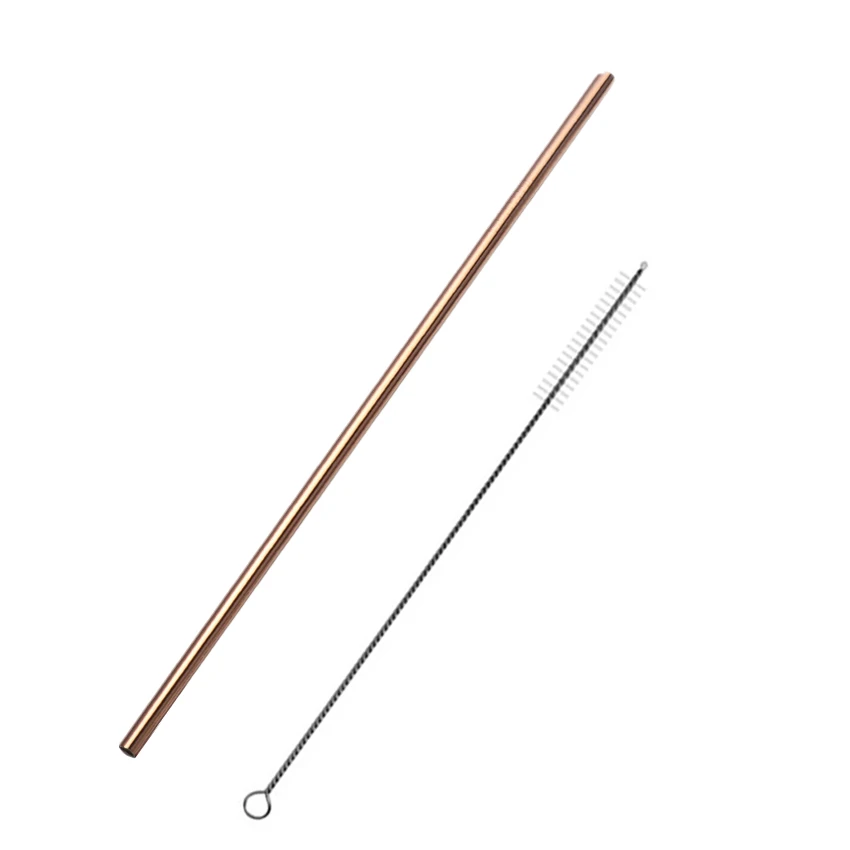 U-Rose gold 2pc 2/4/8 шт. Многоразовые соломинкой Высокое качество 304 Нержавеющая сталь металлическая соломинка с чистящая щетка для кружек 20/30 унций - Цвет: U-Rose gold 2pc