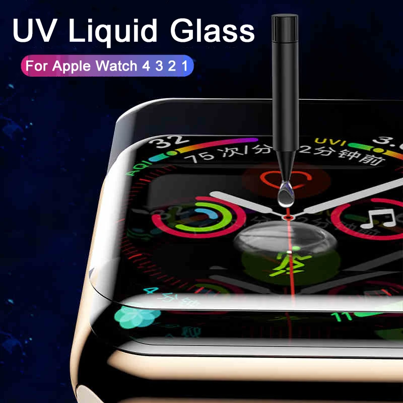 Lamorniea для Apple Watch 4 3 2 1 УФ пленка из закаленного стекла iWatch серии 38 мм 40 42 44 Защитная