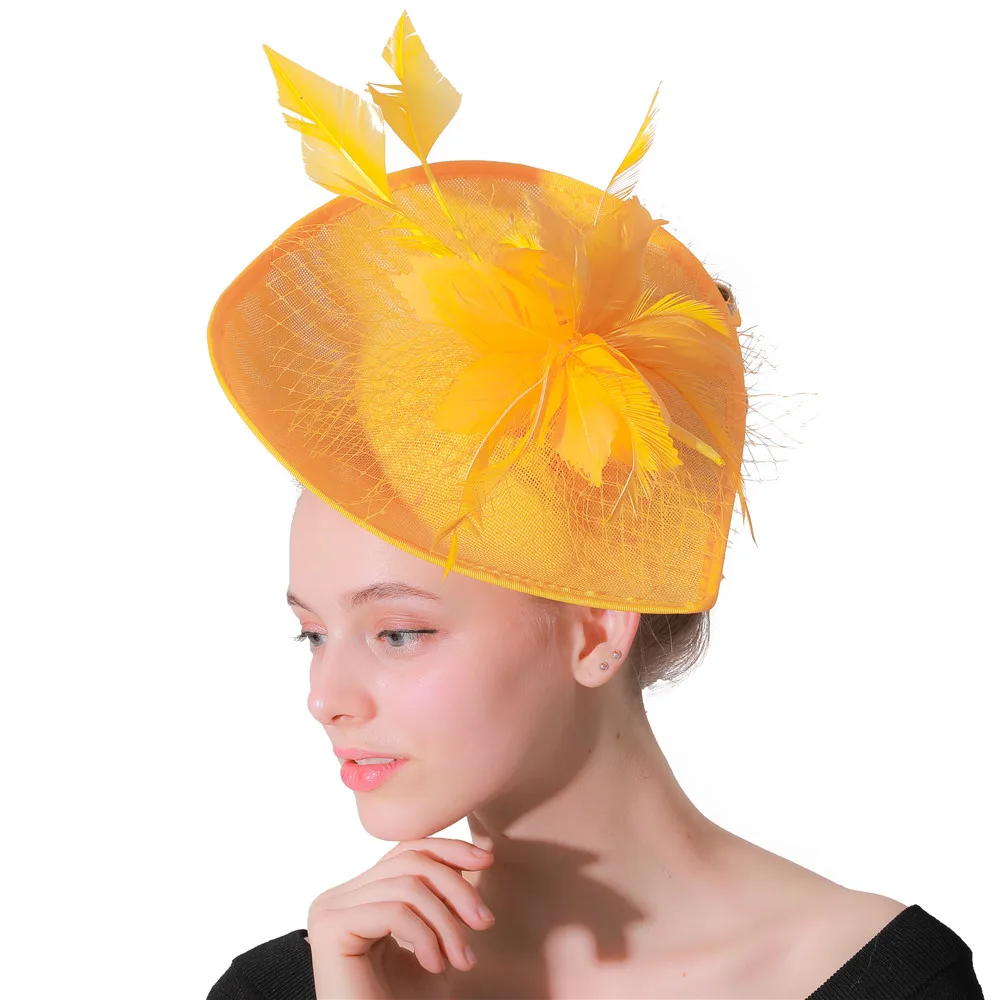 Elegant Lady Women Feather Fascinator Derby Chapeau Hair Clip Headwear Wedding Party Accessory Sombrero Female Fedora |