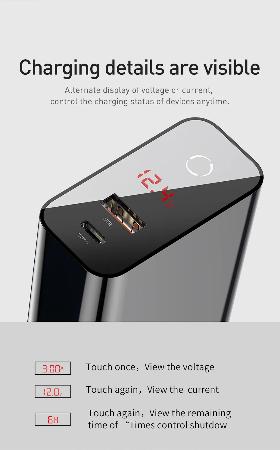 Baseus 45 Вт USB PD зарядное устройство Quick Charge 4,0 3,0 Для iPhone 11 Pro XR Xs Max Xiaomi цифровой дисплей usb type C быстрое зарядное устройство QC 3,0
