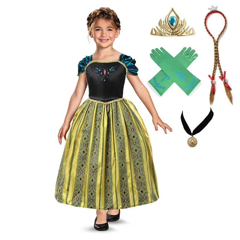 Coronation Set-4 PaMaBa/классический костюм принцессы Анны для девочек; вечерние платья; детские летние платья; Детский костюм Анны для костюмированной вечеринки на Хэллоуин; платье для коронации - Цвет: Coronation Set-4