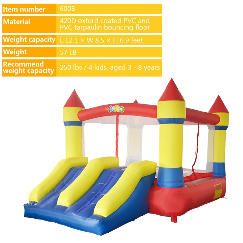 

Inflatable Castle 3.7x2.6x2.1m Bouncer Trampolines Bounce house Bouncy Jumping Games Dual Slide +Balls Blower PVC + Oxford Cloth