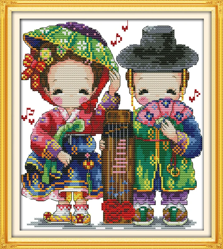 Набор для вышивки крестом Корейской свадьбы на канве Aida 14ct 11ct с напечатанным полотном, иголкой и инструкцией для ручной работы.