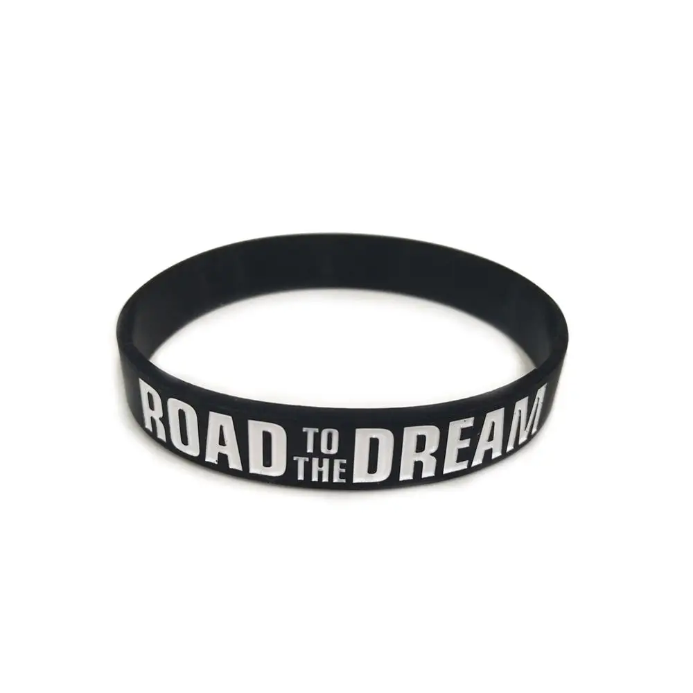 black-road to dream "Дорога к мечте" never give up "," мотивационные Браслеты силиконовой резины; цвет черный, серый, винный вдохновляющие Браслеты подарки - Окраска металла: black-road to dream