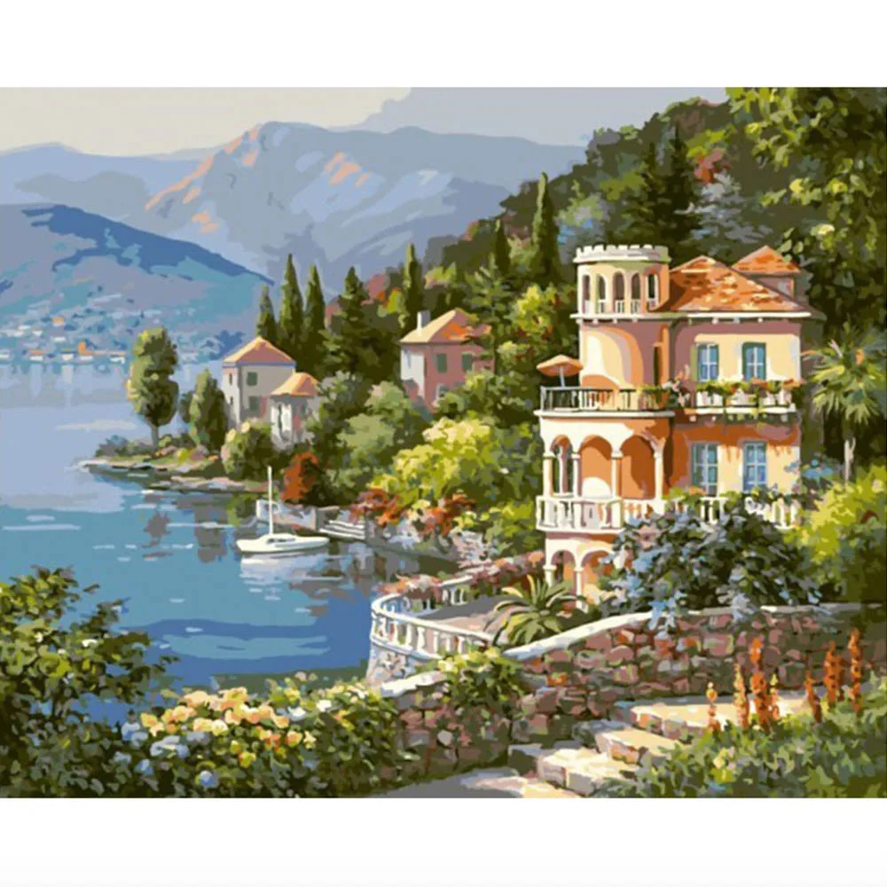 paint by number 12 Пейзаж маслом по номерам Schilderen op Nummer Раскраска по номерам Lienzos пронумерованные картины, Peinture Par Num Ro - Цвет: paint by number 12